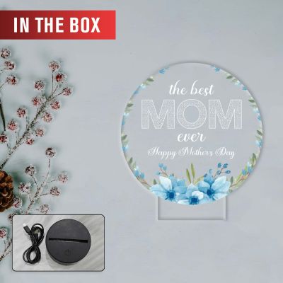 Best Mom Ever Acrylic LED Lamp with UV Print – Multicolor Mother’s Day Gift Night Light USB Powered